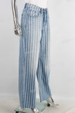 Blue stripe straight leg jeans