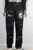 Digital print patchwork rhinestone t shirt and cargo pants
