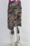 Digital print zip up cargo shorts