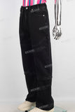 Black baggy zip up patchwork jeans