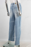 Blue stripe straight leg jeans