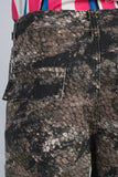 Digital print zip up cargo shorts