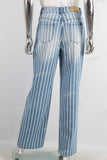 Blue stripe straight leg jeans