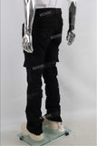 black patch work patchwork cargo baggy jeans men