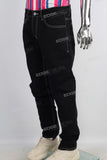 Black slim fit patchwork jeans