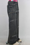 Blue straight acid washed jeans