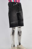 Black embroidered boot cut shorts