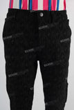Black embroidered patchwork slim fit jeans