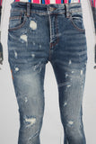 Blue damaged skinny jeans