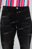 Black flare patchwork boot cut jeans