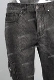 Digital print damaged cargo jeans