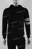 Black patchwork embroidered hoodie and pants set