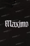 Black heavyweight patch skull hoodie