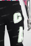 Black patchwork slim fit pants
