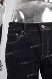 Dark blue straight cargo patchwork jeans