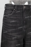 Black acid washed digital print jeans