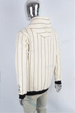 cream chenille embroidery logo stripe white hoodie men
