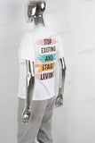 White slim fitting digital printing T shirt Women
