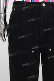 Black patchwork embroidered pants