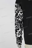 Black patchwork screen printing long shirt