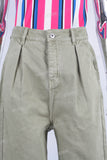 Green straight denim jeans