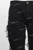 Black distressed carpenter double knee jeans