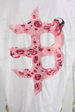 White Oversize Pink Digital Print  T shirt Men