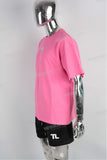 pink oversize digital print heavyweight T shirt men