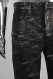 Black waxed flare jeans