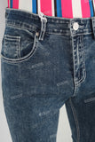 Blue slim fit embroidered jeans