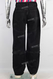 Black baggy zip up patchwork jeans