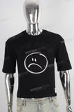 Black patchwork digital print t shirt