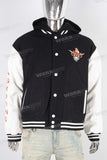 Black embroidered leather jacket