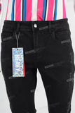 Black tie dye damaged jeans