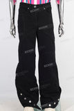 Black patchwork straight jeans