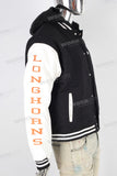 Black embroidered leather jacket