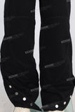 Black patchwork straight jeans