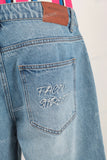 Blue digital print shorts