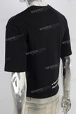 Black patchwork digital print t shirt