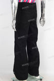 Black patchwork straight jeans