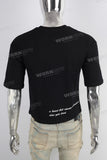 Black patchwork digital print t shirt