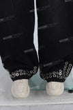Black rhinestone rivet baggy jeans