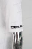 Embroidered print regular slim fit white T shirt men