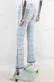 light blue raw hem flare boot cut bootcut women
