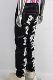 Black slim fit patchwork jeans