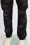 Black damage embroidery jeans men