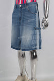 Blue baggy laser boot cut jeans