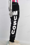 Black leggings digital print pants