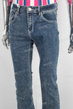 Blue slim fit embroidered jeans