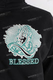 Black embroidered hooded jacket